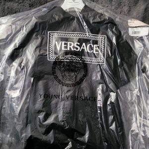 Black Versace Logo Hooded Sweat Dress